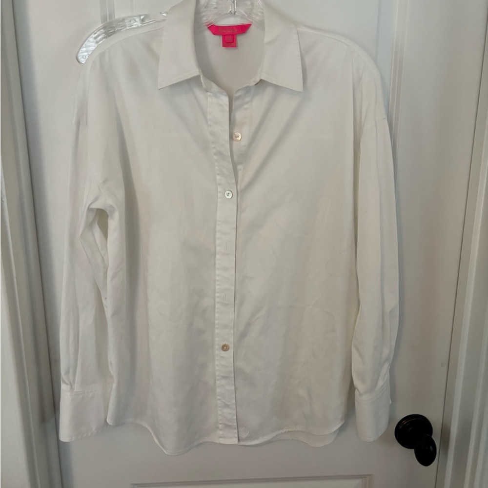Lilly Pulitzer oversized White and Black Collared Button Shirt